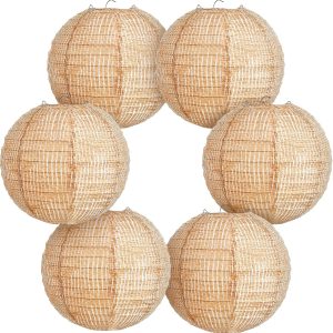 Print Burlap Paper Lanterns Round Chinese Paper Lanterns Decorative Farmhouse Classroom Decor Home Sweet Classroom Birthday Party Ceremonial Event(6 Pcs)